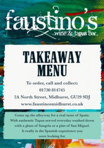 Faustino's takeaway menu - Midhurst tapas